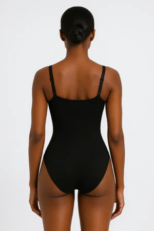 Detachable Strap Brief Bodysuit BLACK BACK