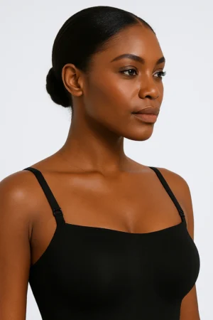 Detachable Strap Brief Bodysuit BLACK CLOSEUP