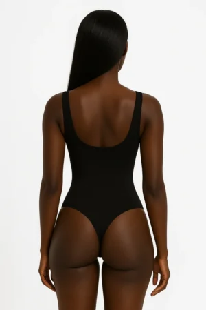 Wide Strap Thong Bodysuit BLACK BACK edited