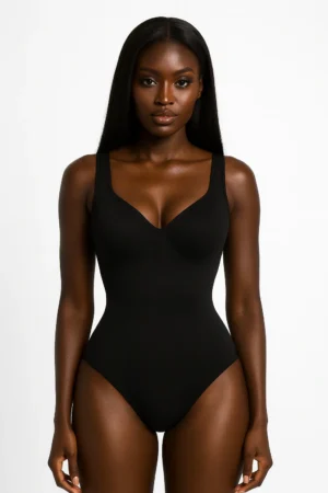 Wide Strap Thong Bodysuit BLACK SIDE